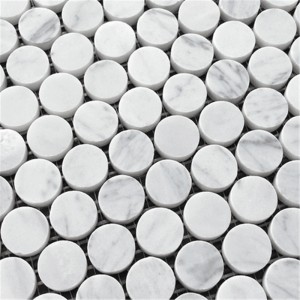 Bianco carrara branco afiado 3\/4 centavo rounds mosaico